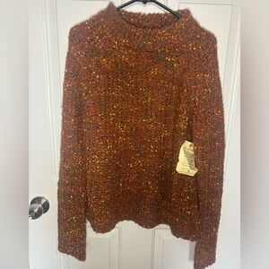 ONE WORLD Speckled Brown Turtleneck Sweater